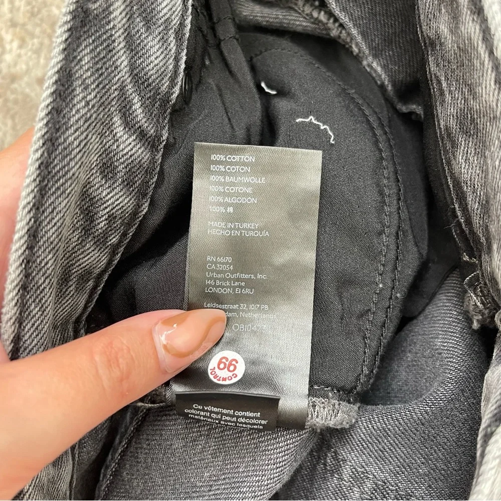 FREE PEOPLE Bottlerocket Grey Maggie Mid Rise Distressed Edgy Straight Leg Jeans - Picture 13 of 13